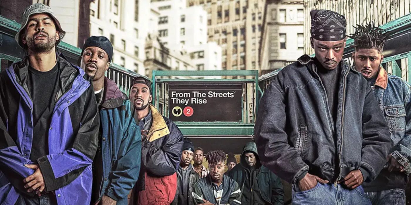 The cast of Wu-Tang: An American Saga stand in a subway station
