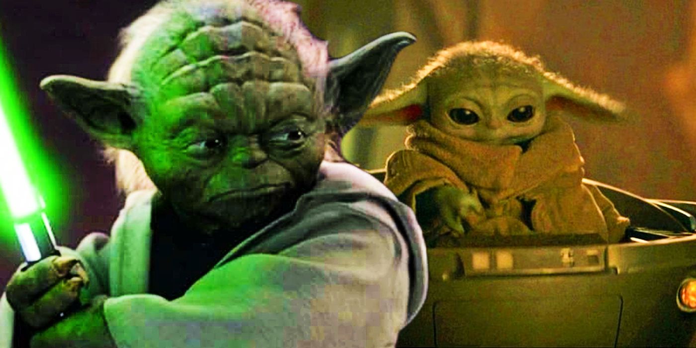 Yoda in Attack of the Clones and Grogu in The Mandalorian season 3, episode 2