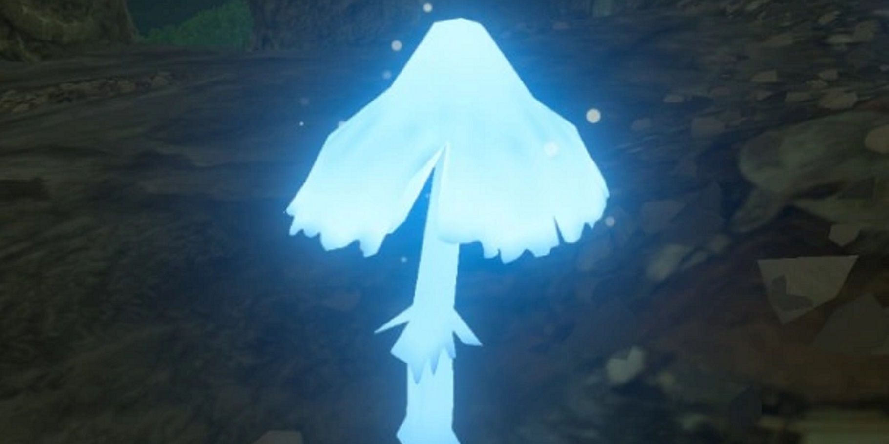A silent shroom glowing at night in The Legend of Zelda Breath of the Wild