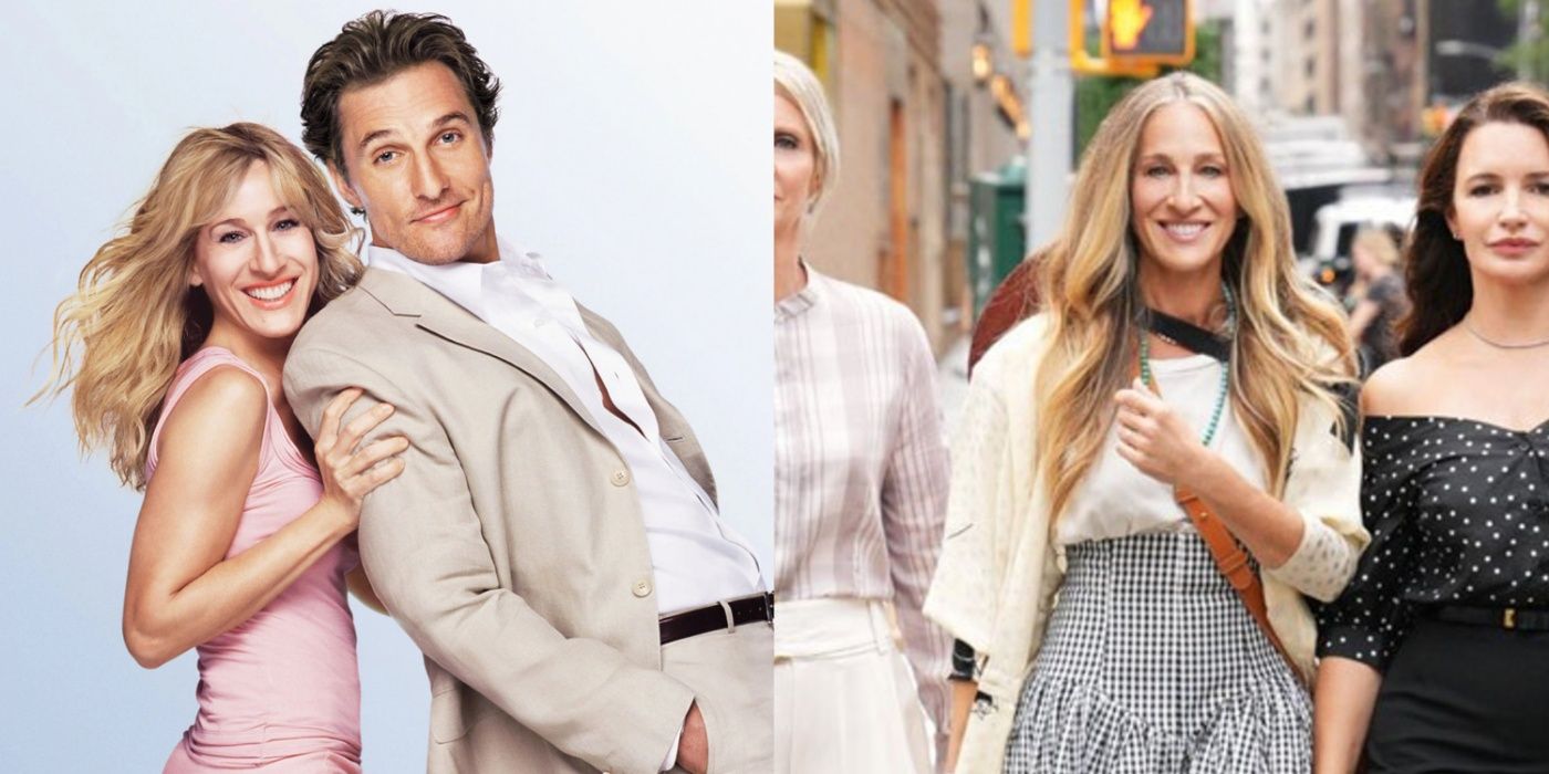 A split screen of Sarah Jessica Parker in Failure to Launch and Sex and the City.