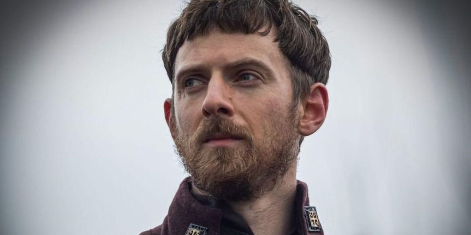 An image of Aldhelm looking serious in The Last Kingdom