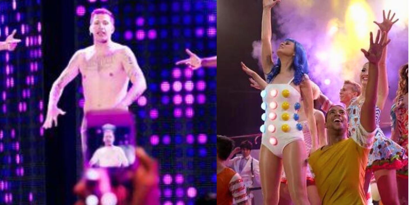 Andy Samberg in Popstar and Katy Perry in Part of Me tour