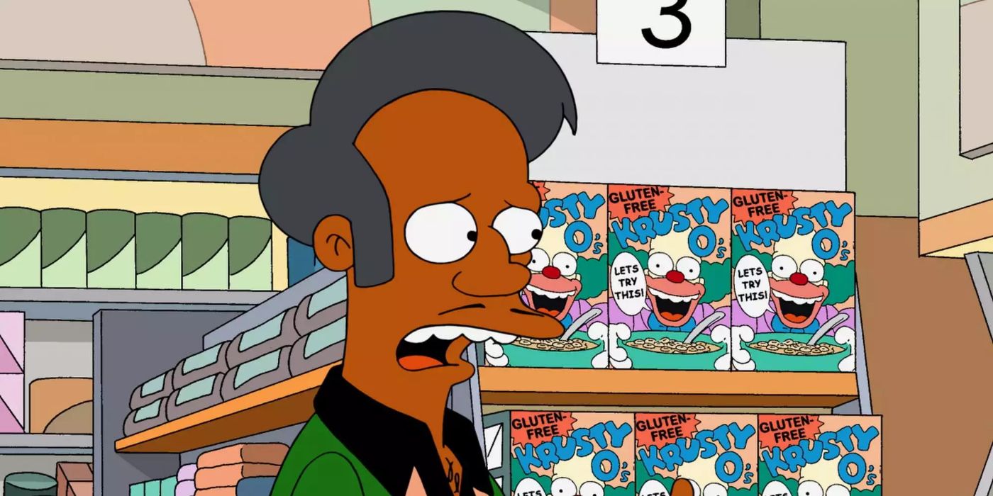 Apu in a grocery store on the Simpsons