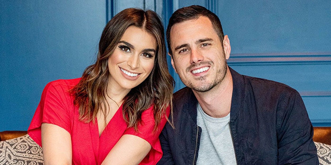 Ashley Iaconetti Ben Higgins The Bachelor posing close together dressed up