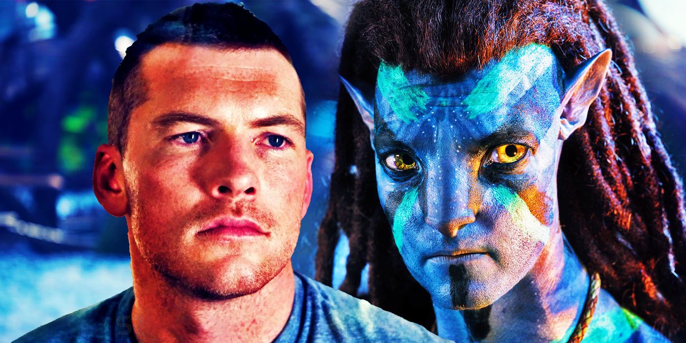 Jake as a human from Avatar next to Jake as a Na'vi from The Way of Water