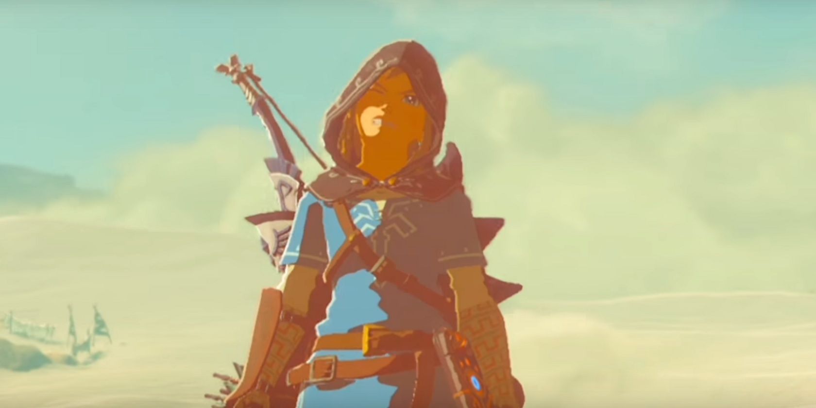 Link suffers from heat damage in the desert in The Legend of Zelda, Breath of the Wild