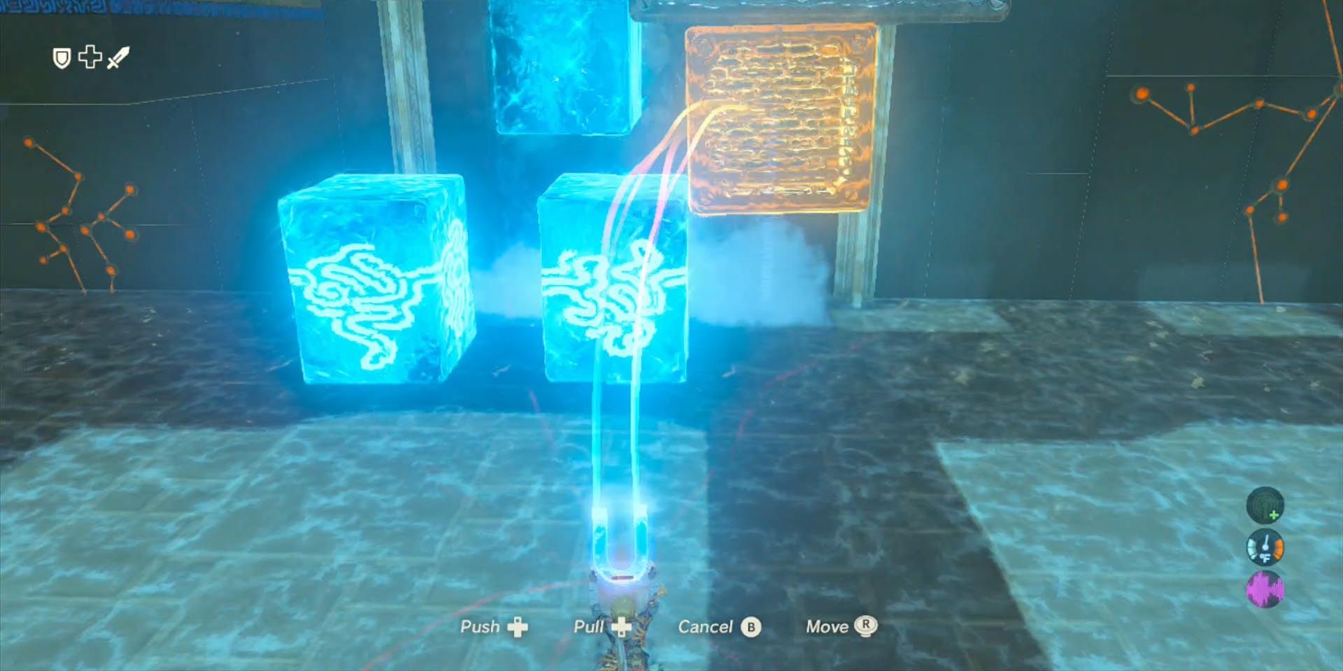 Link moves platforms and creates giant ice blocks to build a path in Breath of the Wild&rsquo;s Mah Eliya shrine