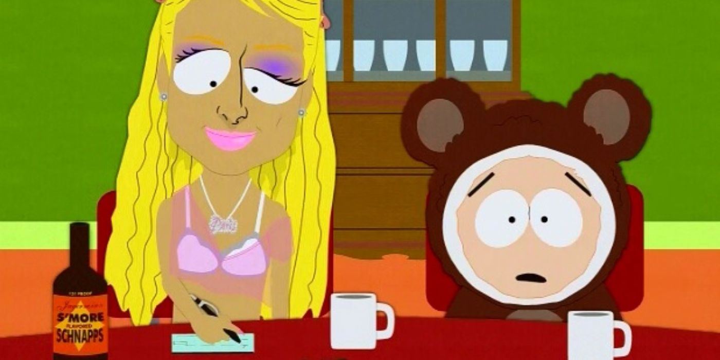 Butters and Paris Hilton sitting at the table