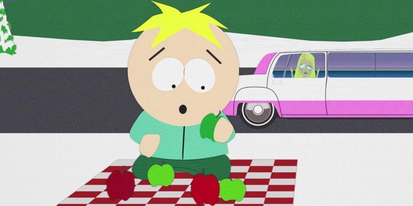 Butters singing with his apples in South Park