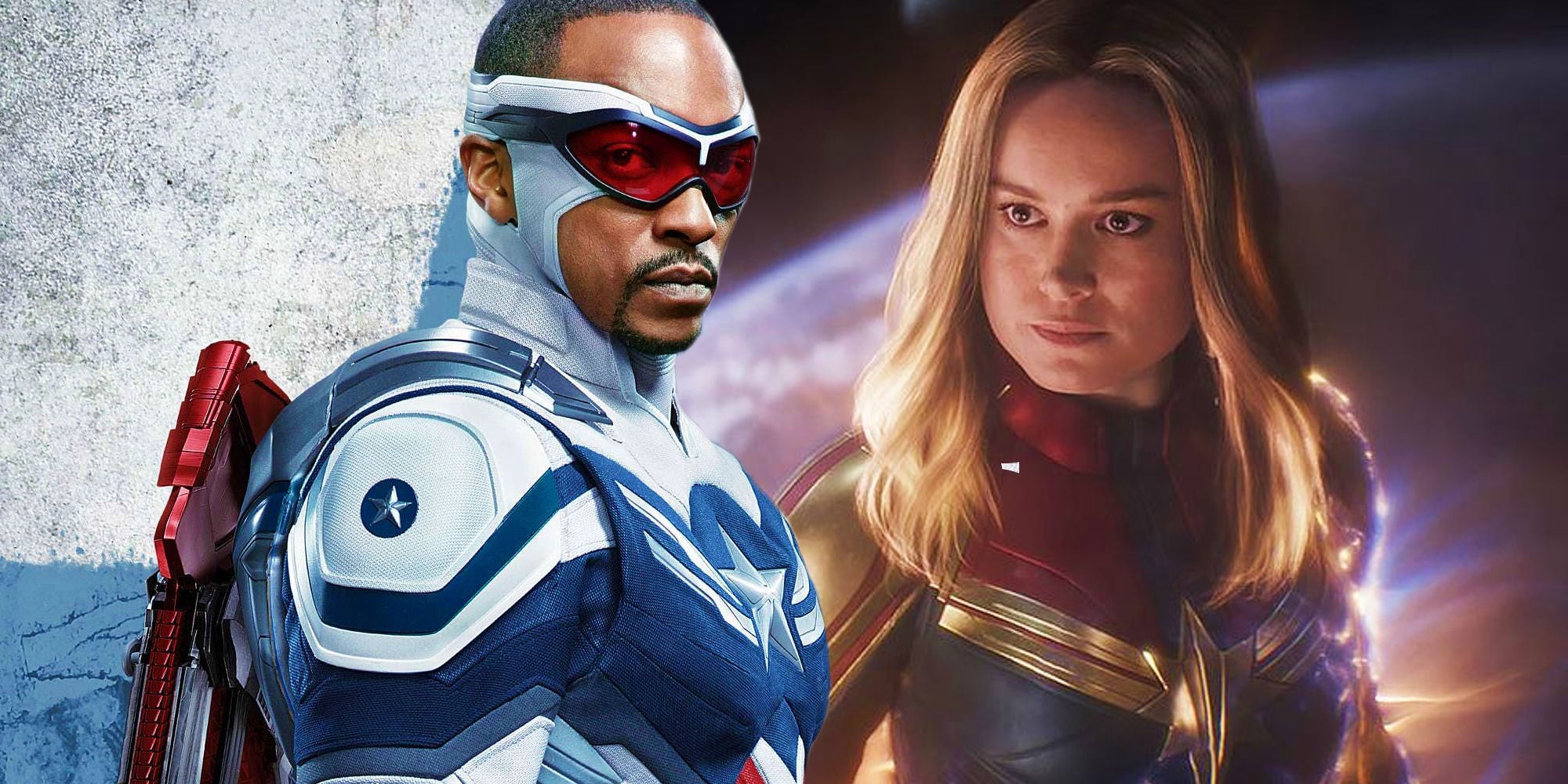 Captain America in his character poster and Captain Marvel from Avengers: Endgame