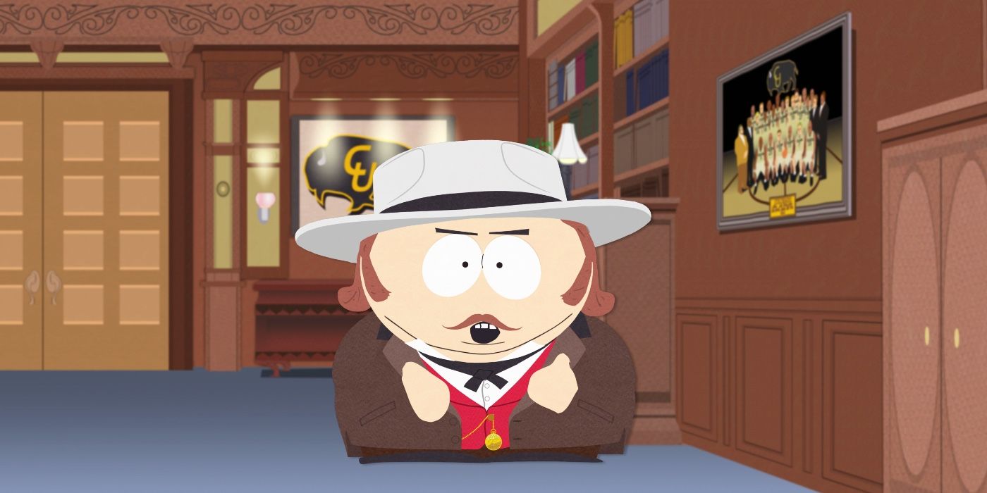 Cartman all dressed up in Crack Baby Athletic Association South Park episode