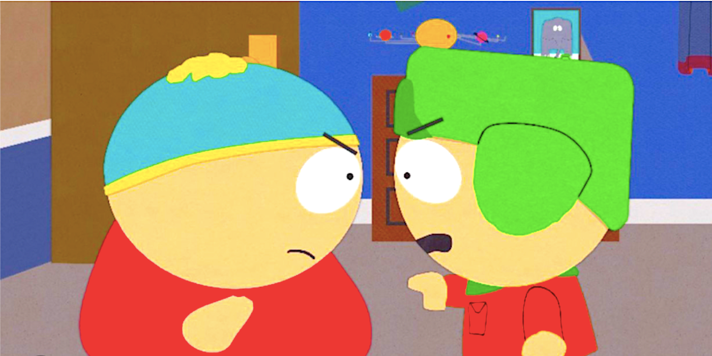 Cartman and Kyle arguing in South Park.