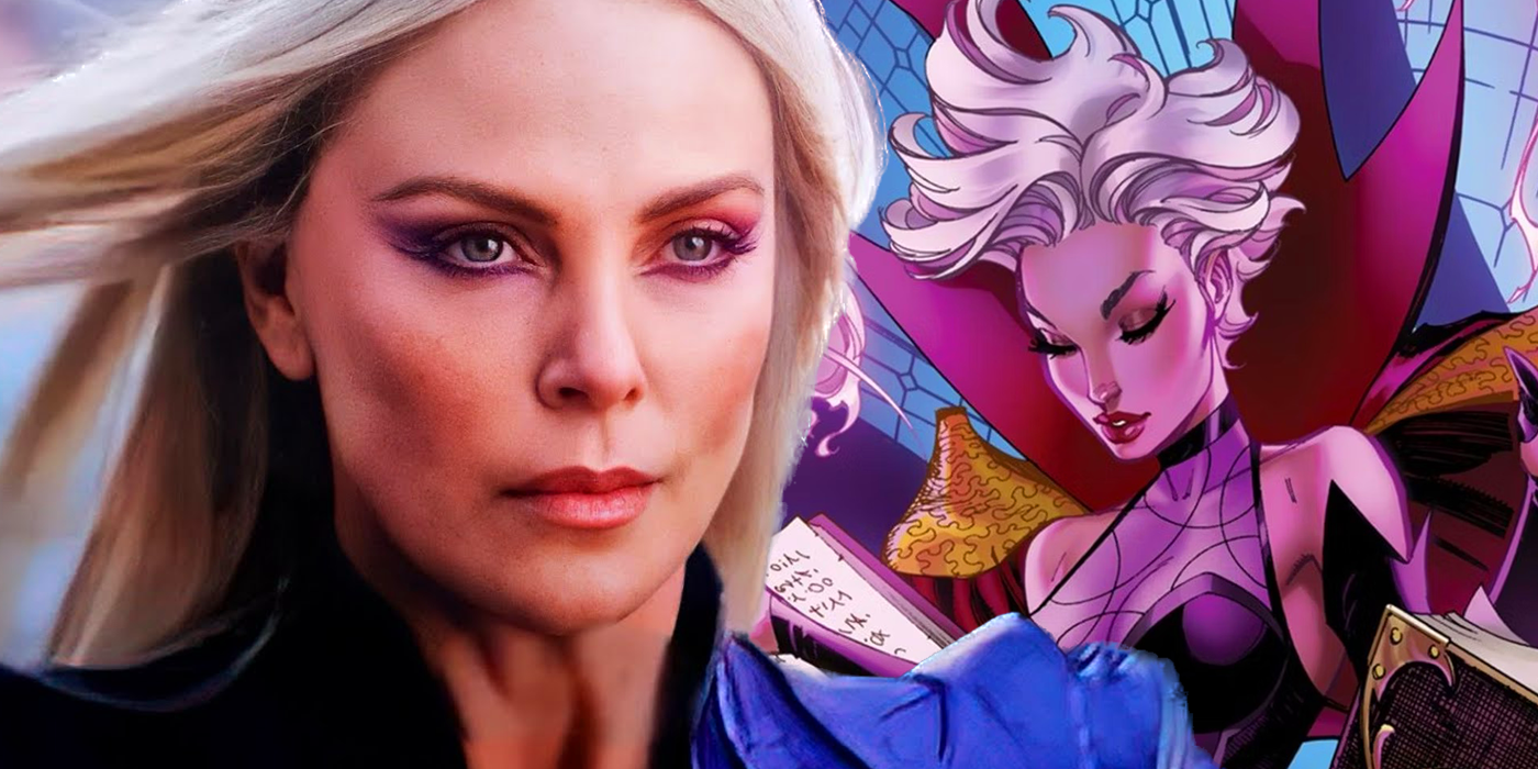 Split image of Charlize Theron's Clea in Doctor Strange in the Multiverse of Madness and the comic book Clea.