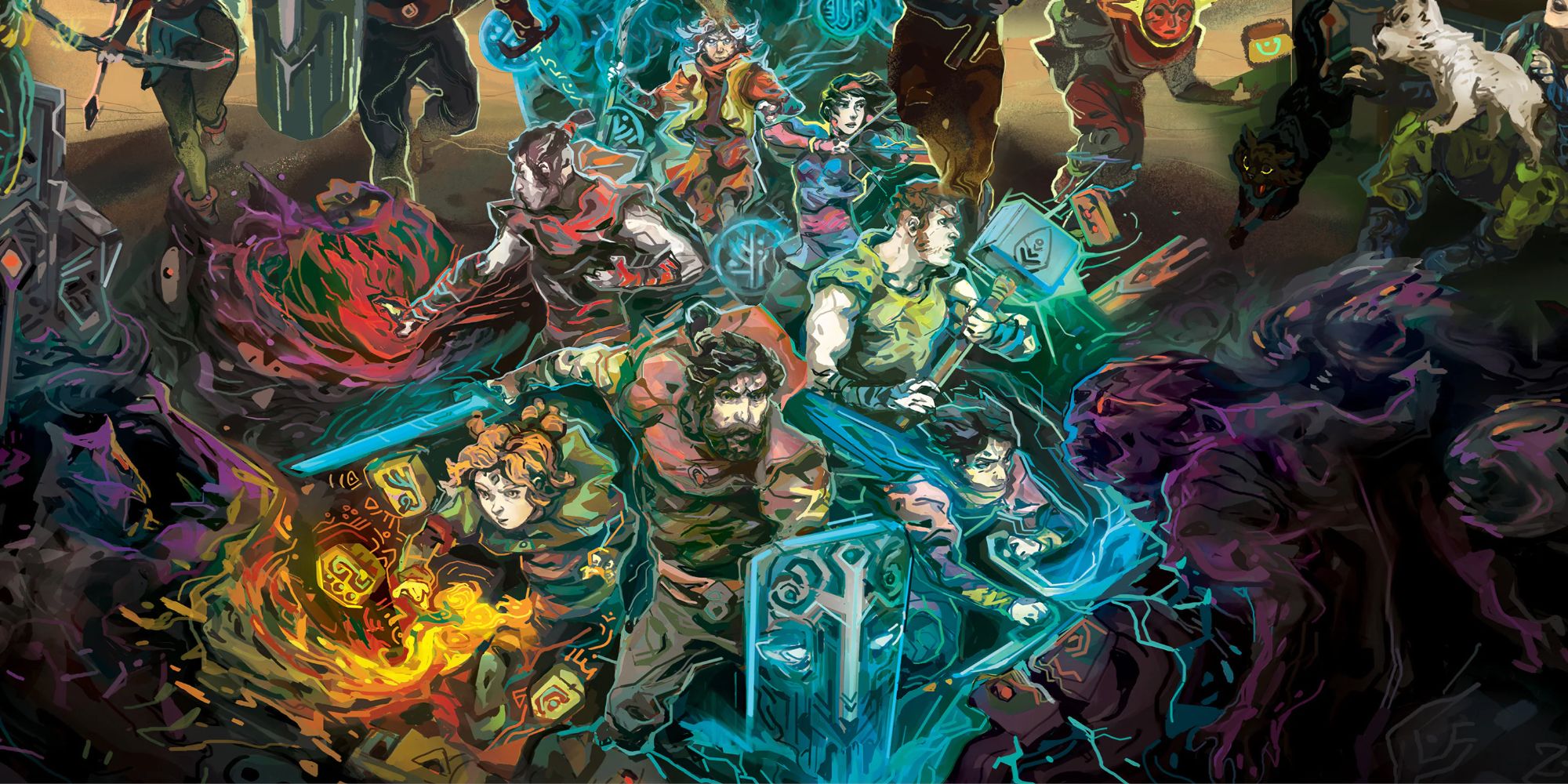 Key art for Children of Mortal: Complete Edition, showing a party of adventurers surrounded by encroaching enemies.