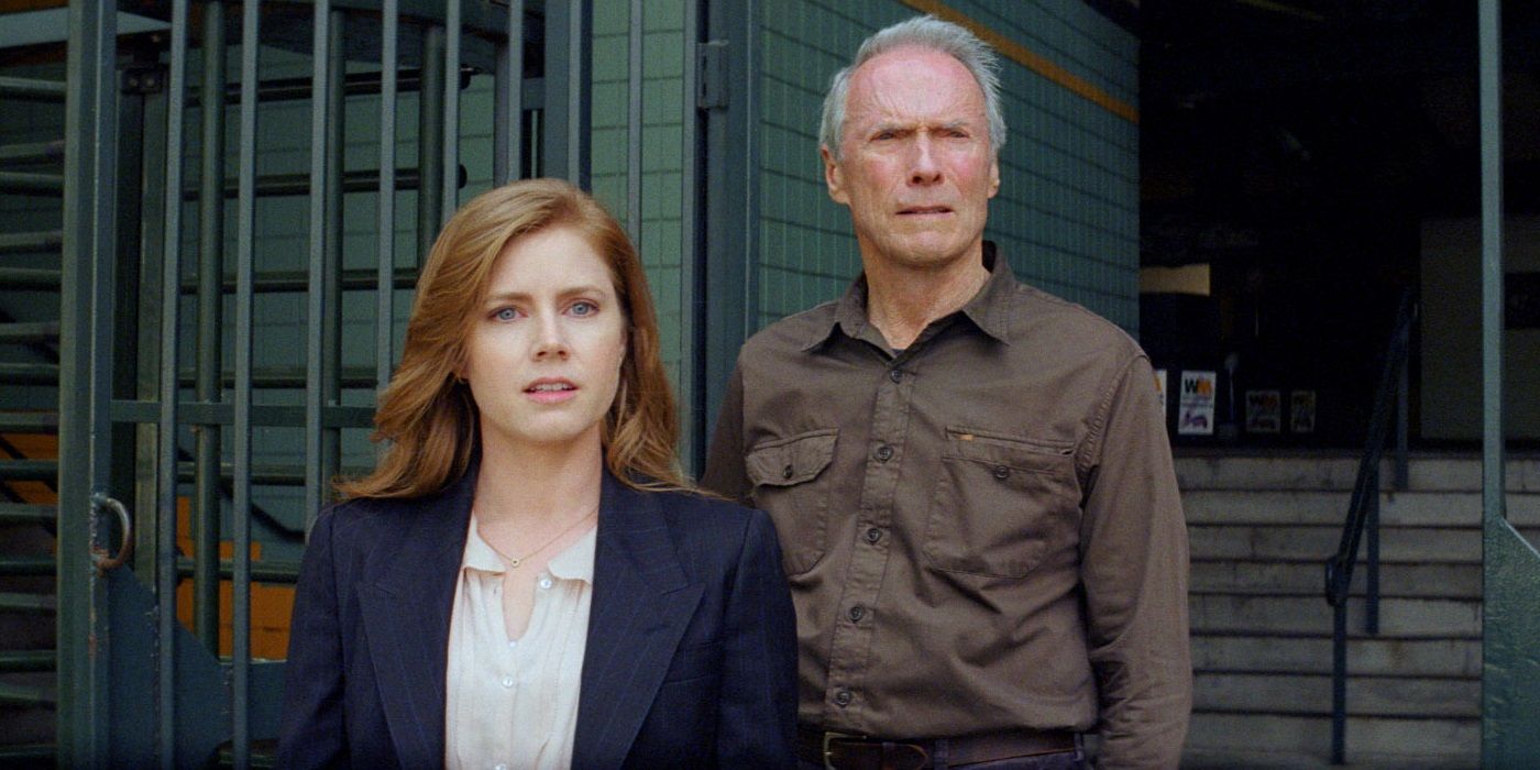 Clint Eastwood and Amy Adams in a baseball stadium in Trouble with the Curve