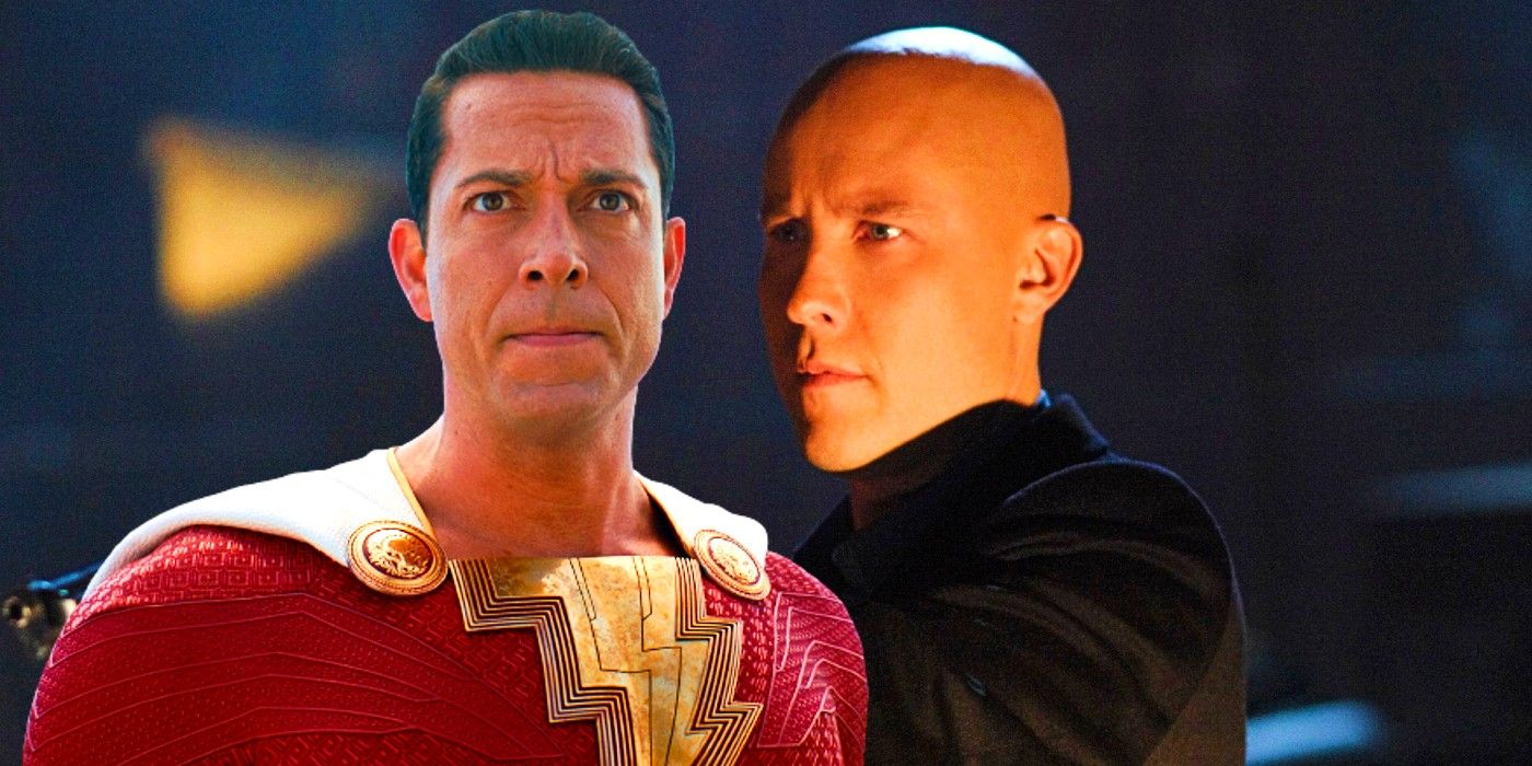 Compuesto de Zachary Levi como Shazam y Michael Rosenbaum como Lex Luthor en Smallville