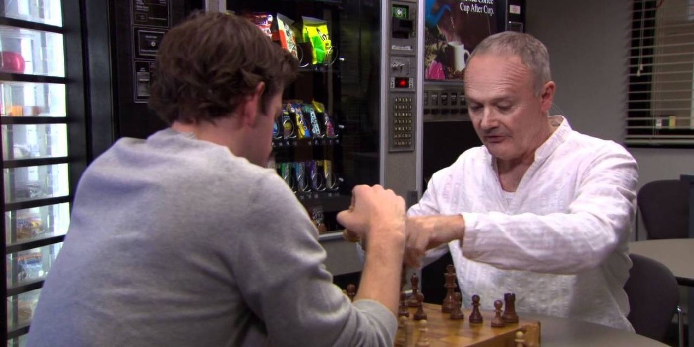 Creed playing chess with Jim in The Office