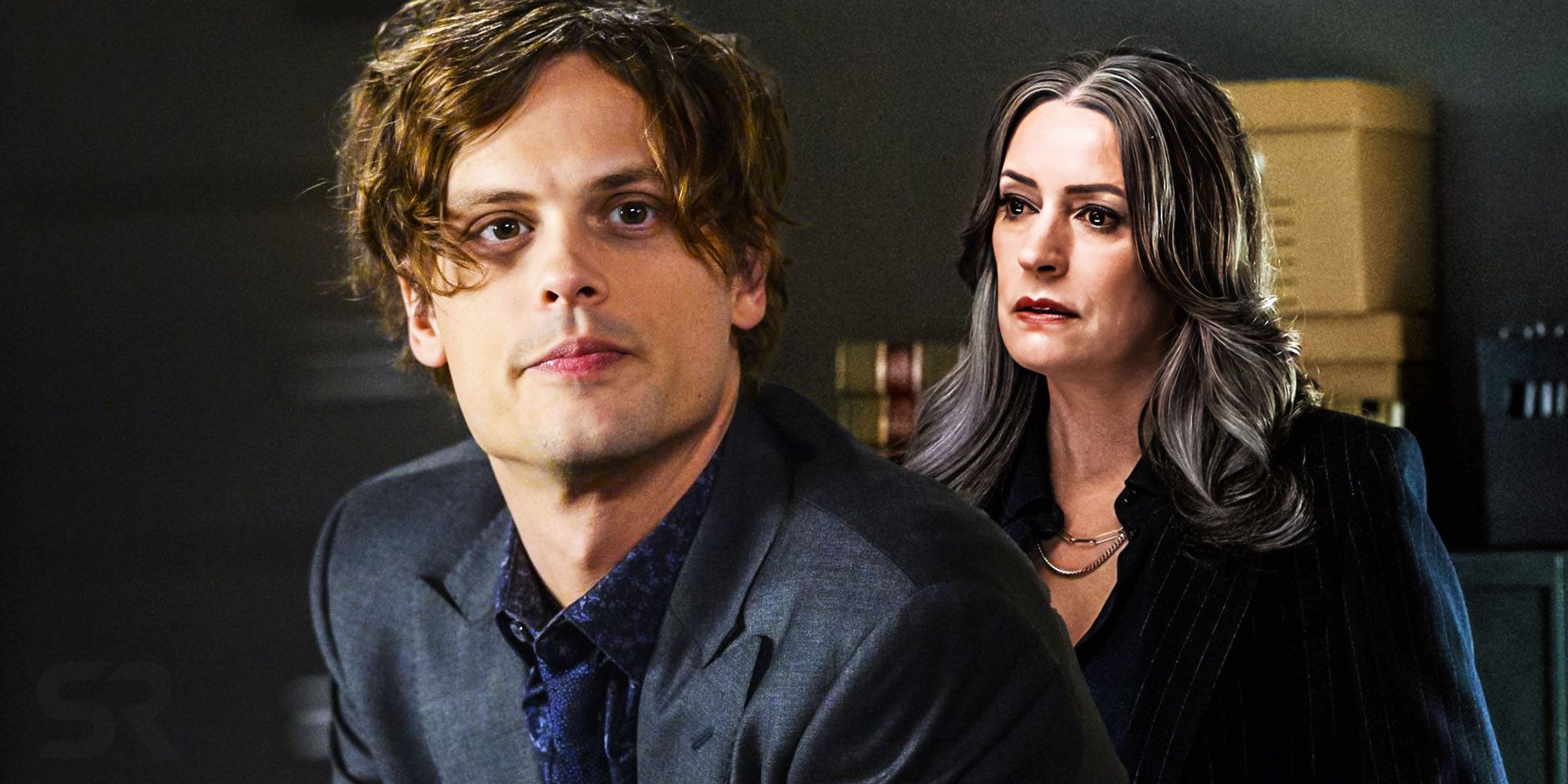 Uma imagem mesclada apresenta Emily Prentiss e Specer Reid de Criminal Minds Evolution.