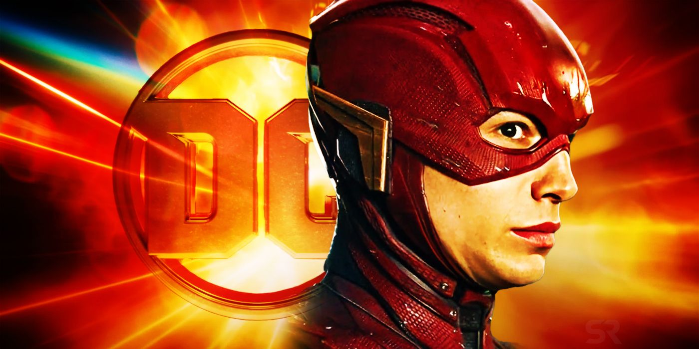 El logo de DC y Ezra Miller como Flash