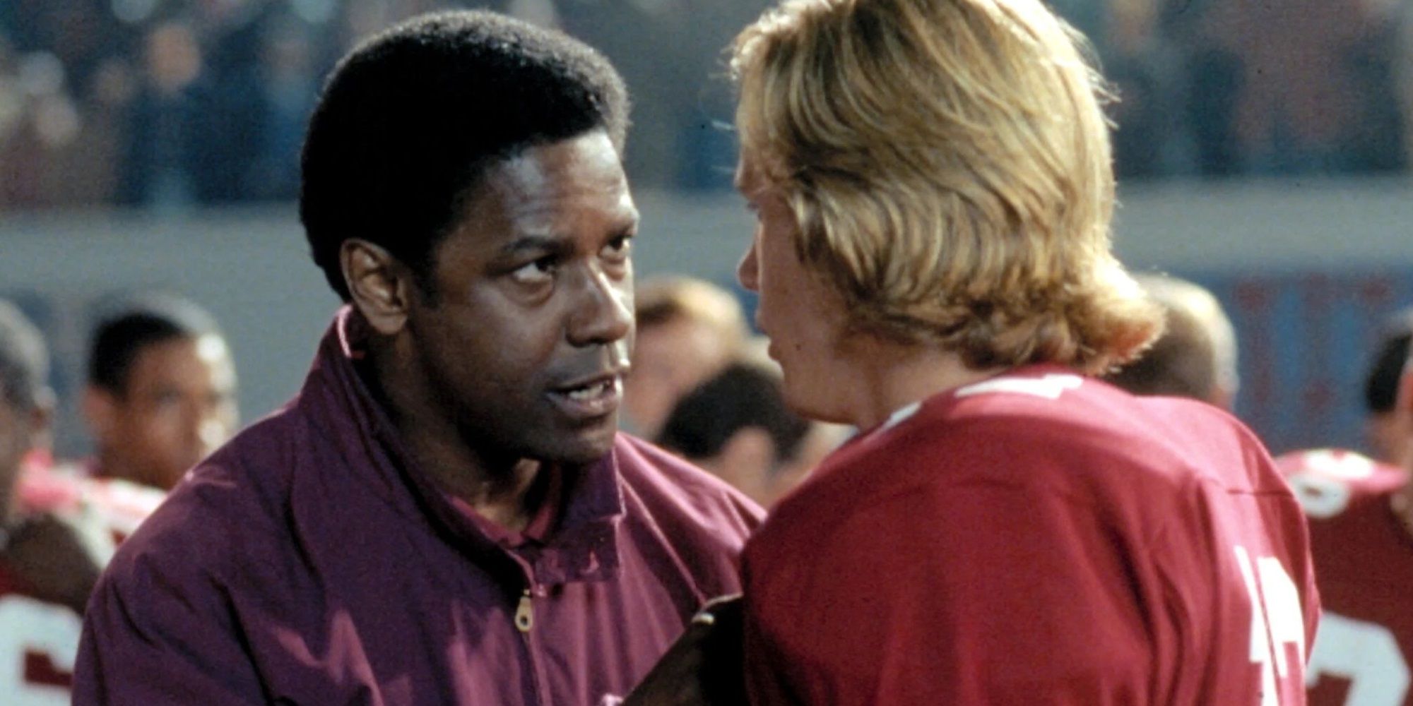 Denzel Washington on a football field in Remember the Titans