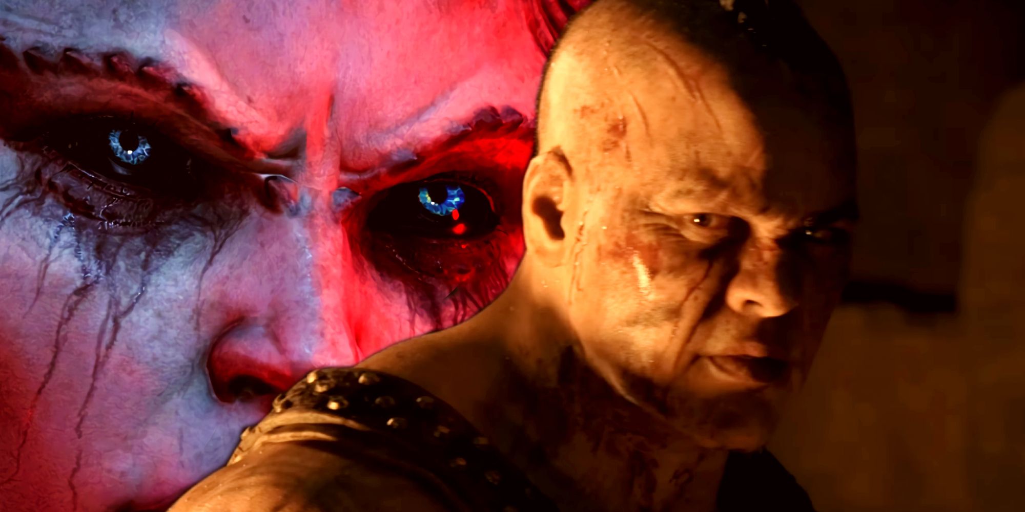 Wajah Lilith di balik karakter dari cutscene sinematik pembuka Diablo 4.
