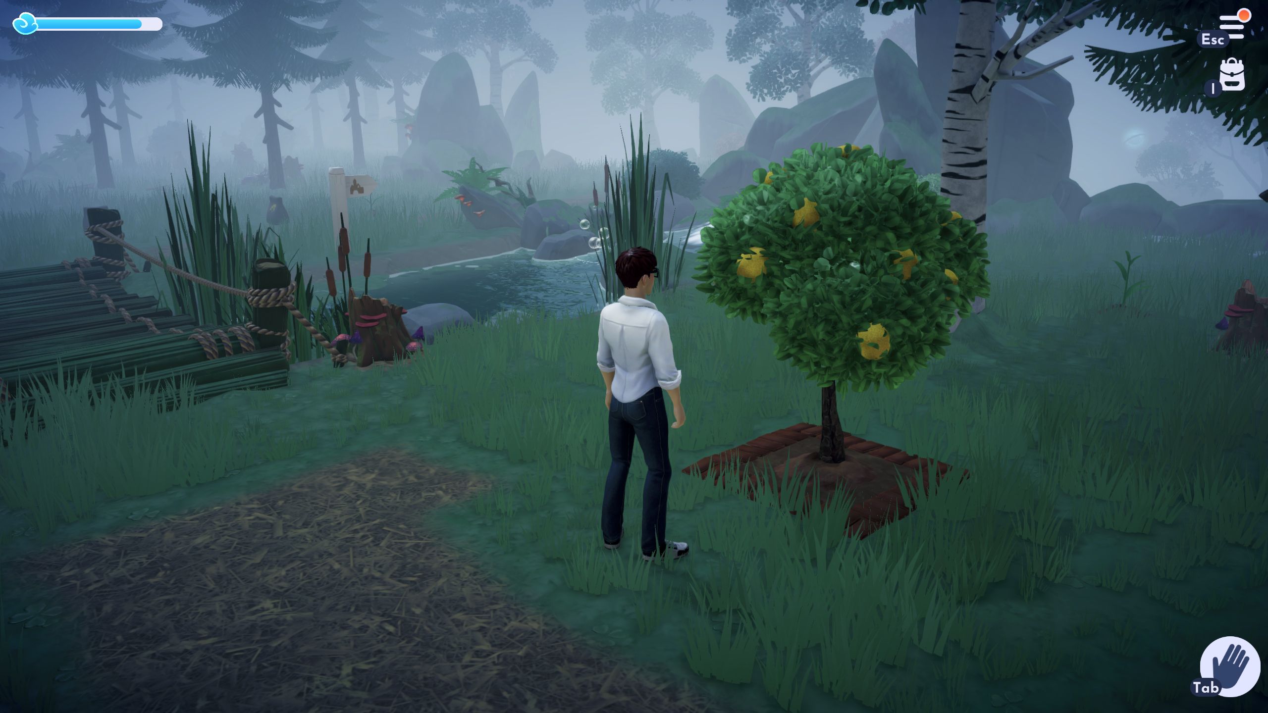 Disney Dreamlight Valley Player Picking Lemons For Ghostly Fish Steak From Lemon Tree In Forest Of Valor