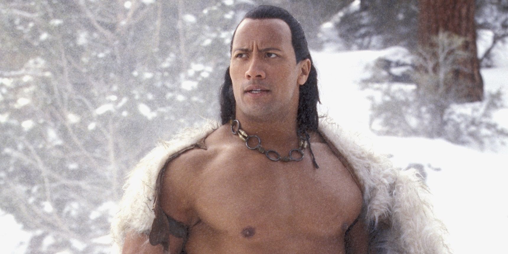 Dwayne Johnson in the snow in The Scorpion King