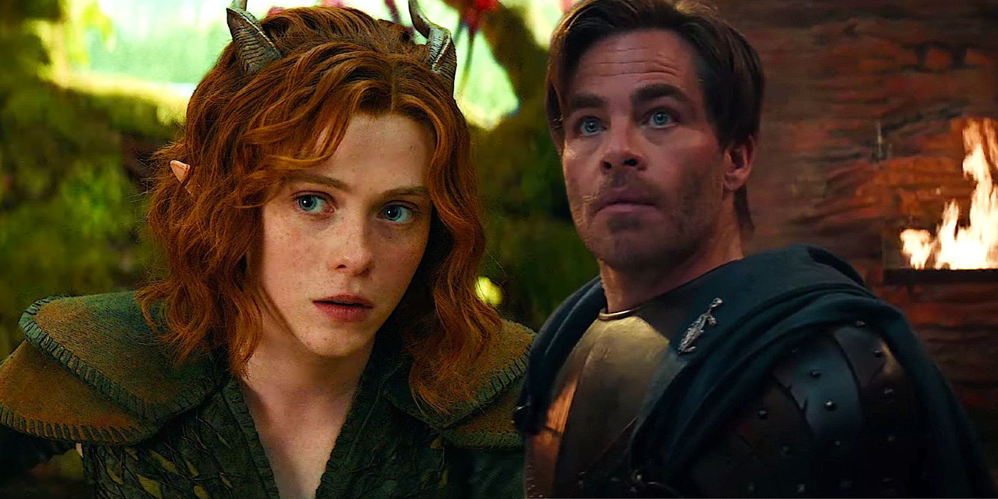 Chris Pine and Sophia Lillis as Edgin and Doric in Dungeons & Dragons: Honor Among Thieves