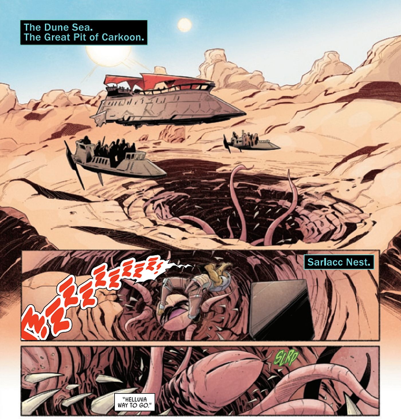 Roondha é jogado no fosso de Sarlacc