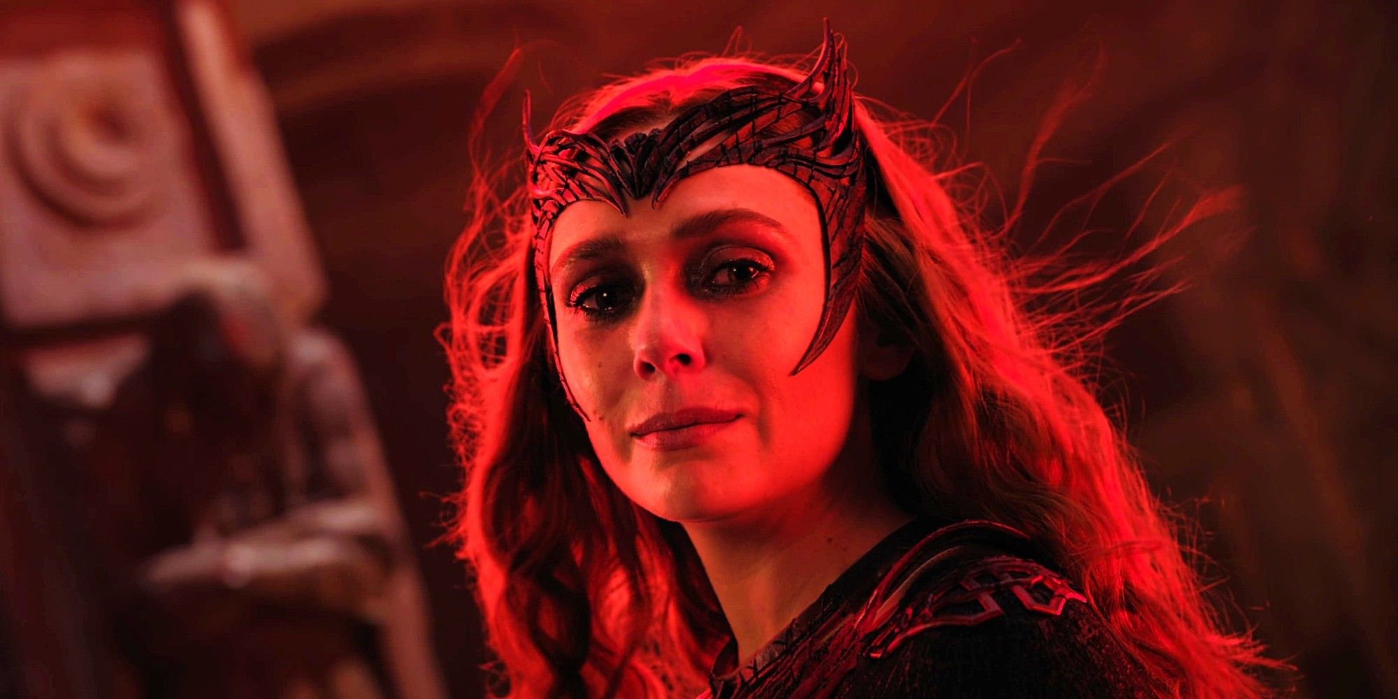 Elizabeth Olsen as Scarlet Witch Looking Distraught in Doctor Strange in the Multiverse of Madness