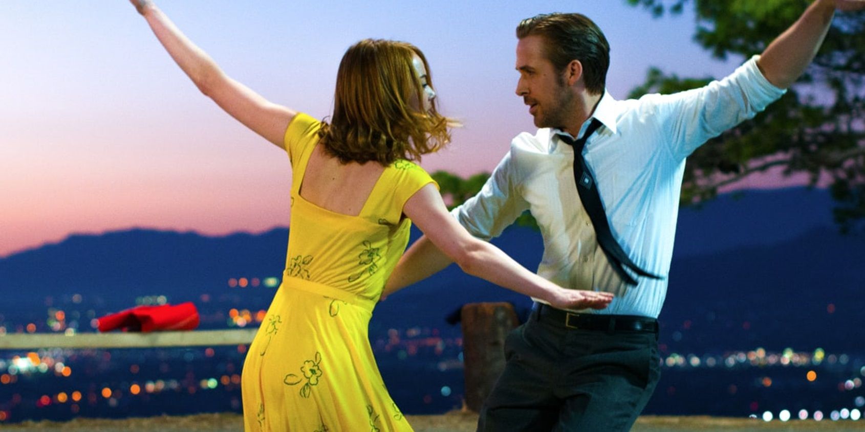 Emma Stone and Ryan Gosling dancing in La La Land