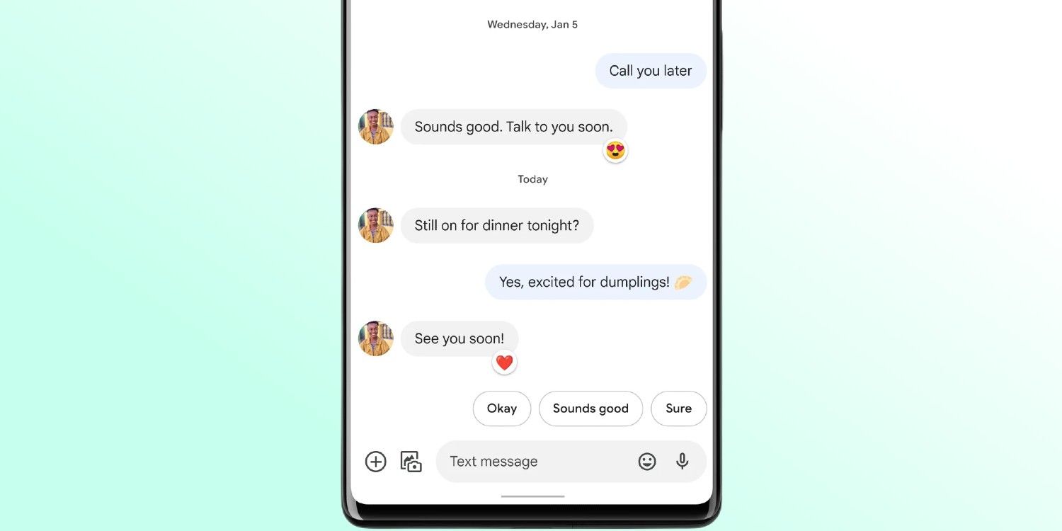 Emoji reactions shown in a Google Messages chat