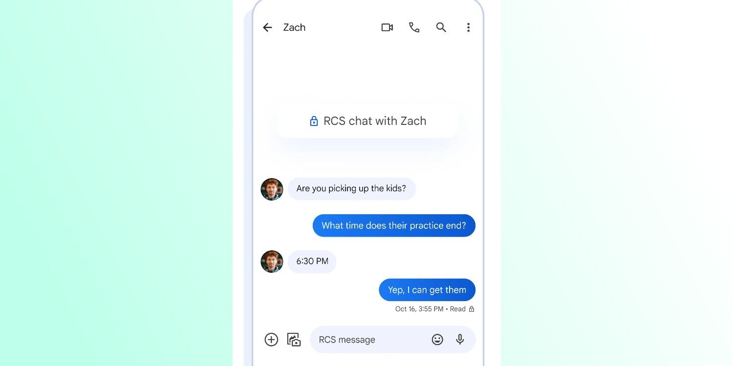 An encrypted conversation in Google Messages