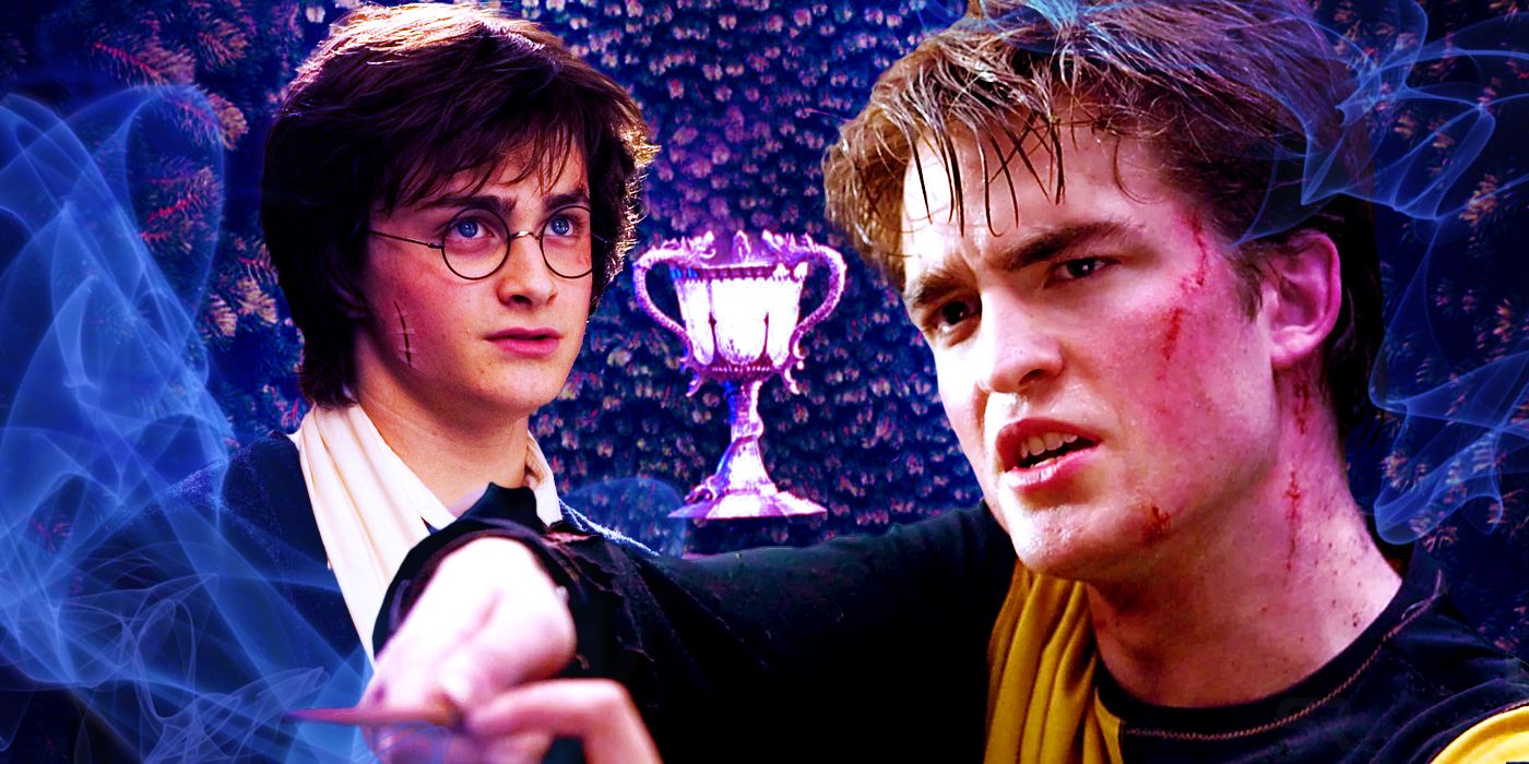 Daniel Radcliffe as Harry Potter and Robert Pattinson as Cedric Diggory in Harry Potter and the Goblet of Fire