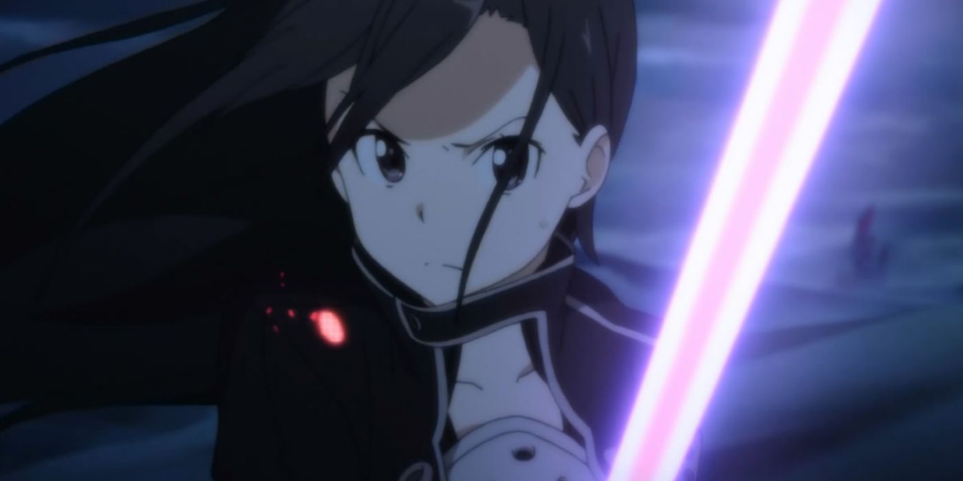 Female Kirito with laswer sword in Gun Gale Online GGO from Sword Art Online
