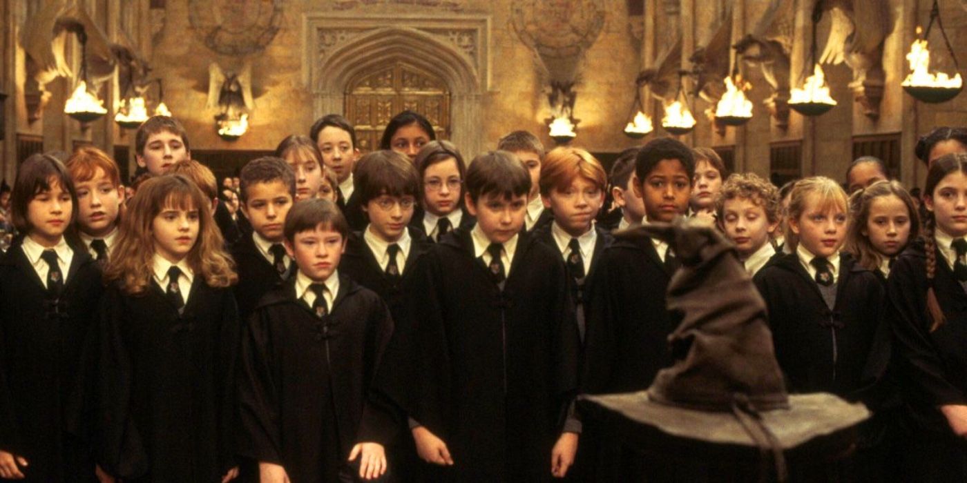 First years waiting to be sorted in Sorcerer's Stone