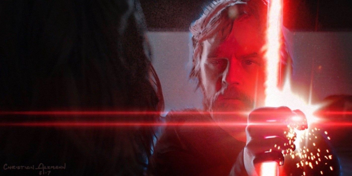 Force Ghost Luke Skywalker grabs onto Kylo Ren’s lightsaber in concept art for Star Wars: Episode IX - Duel of the Fates.