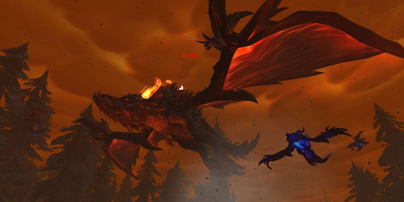 Fyrakk Assault WoW Dragonflight, naga merah besar dengan langit merah darah