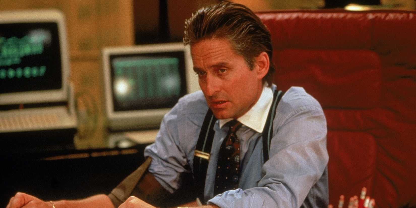 Gordon Gekko in his office in Wall Street