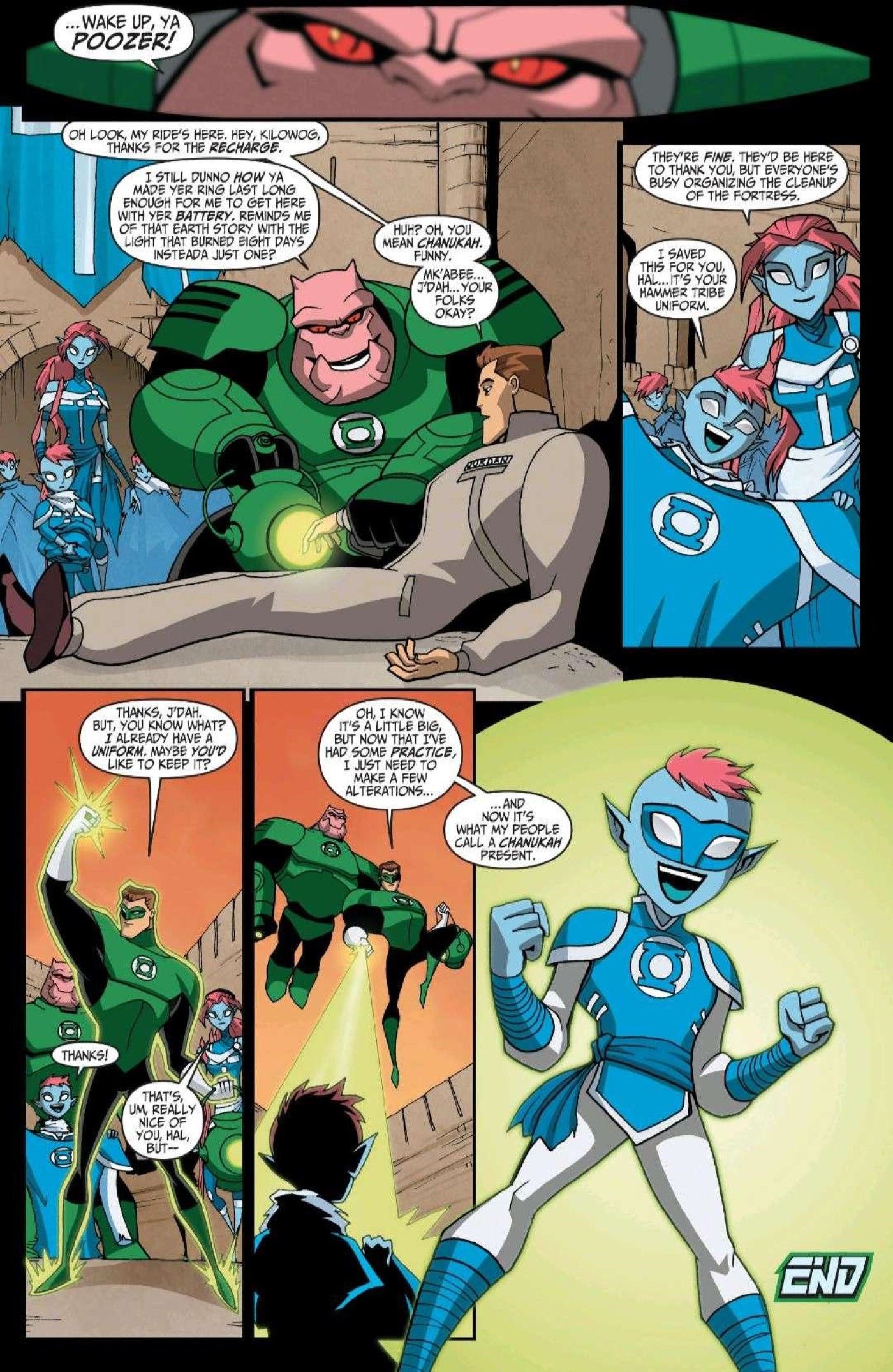 Hal Jordan gives a Hanukkah Gift in Green Lantern TAS issue 8.