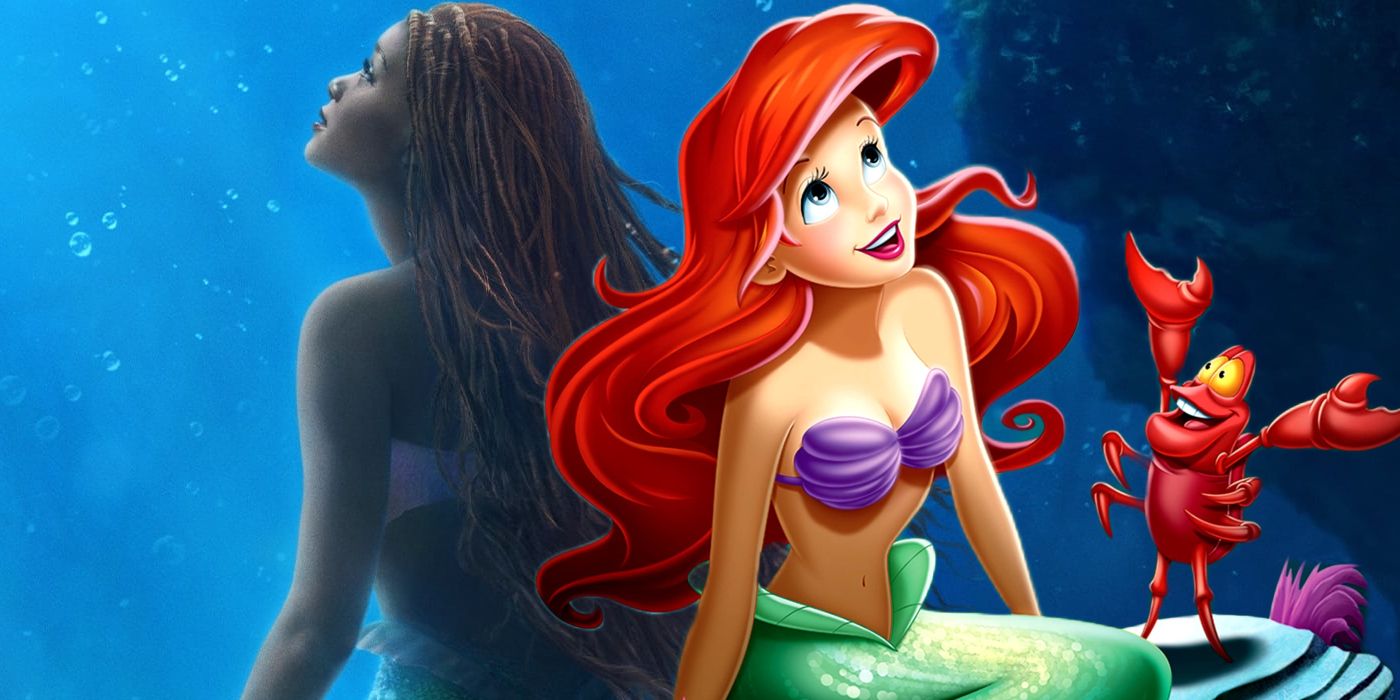 Halle Bailey with Animated Ariel in The LIttle Mermaid