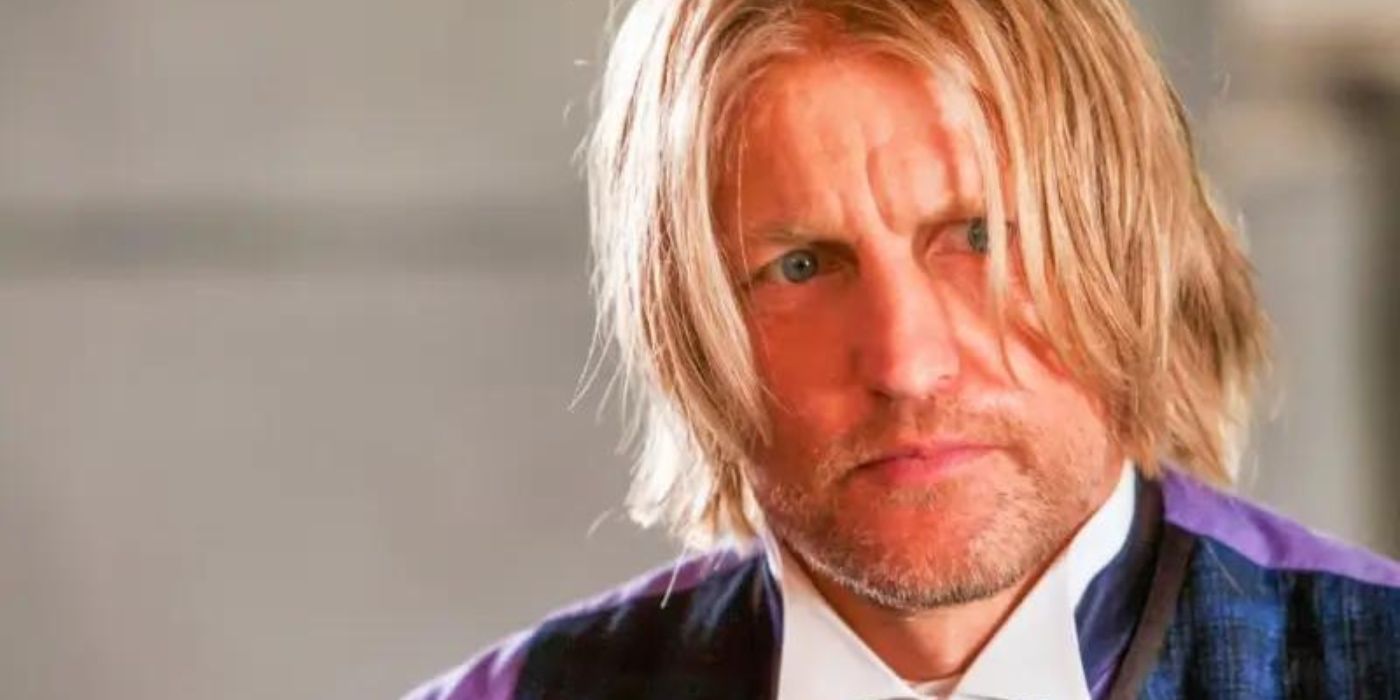 Woody Harrelson as Haymitch looking sideways in The Hunger Games