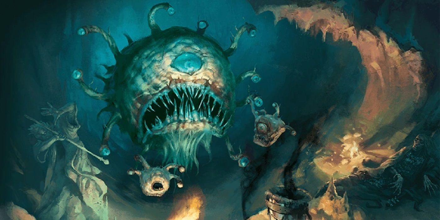 An illustration of Beholders in D&D