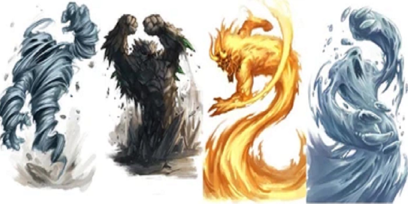 An illustration of Elementals in D&amp;D
