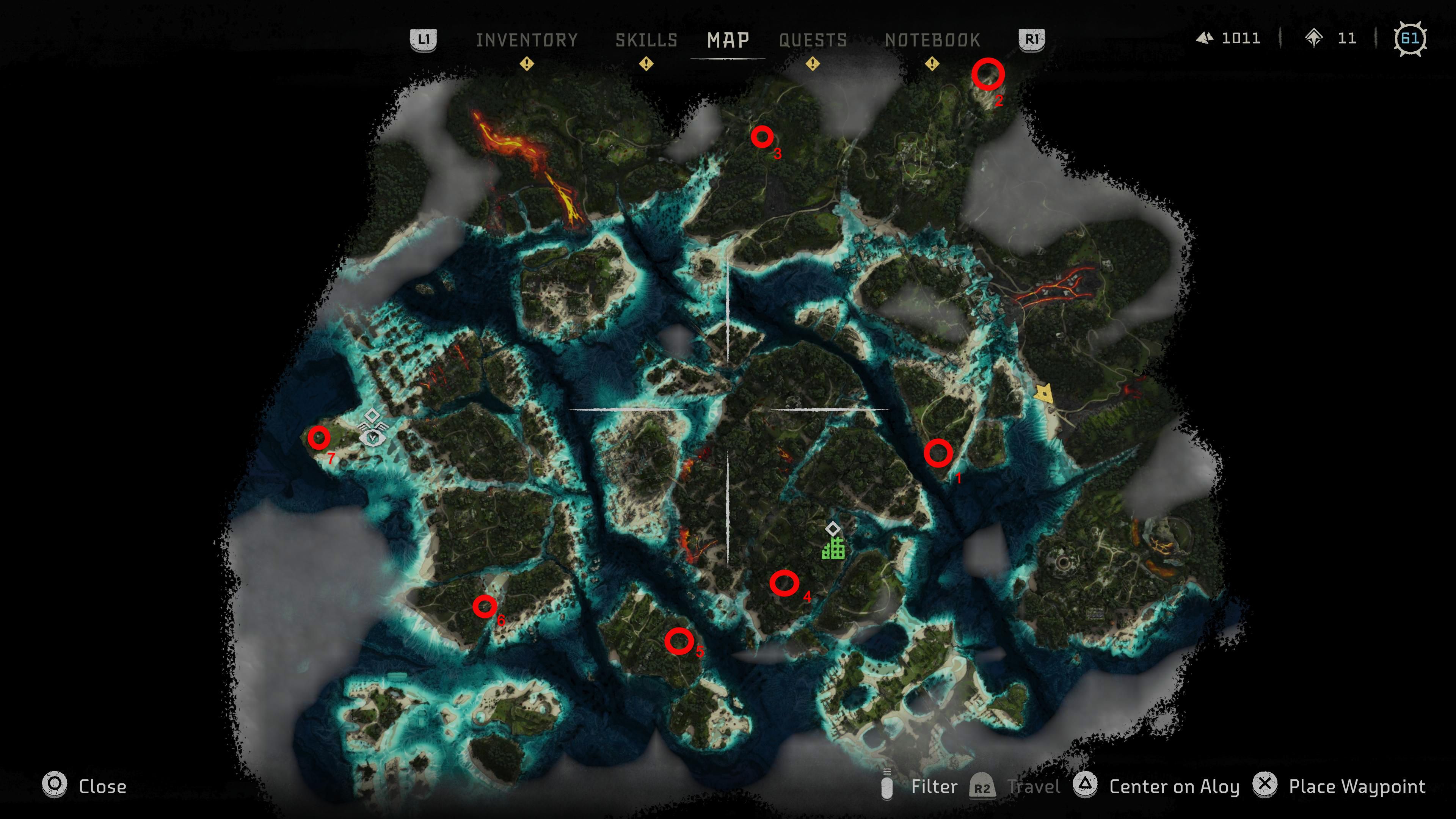 Horizon Forbidden West Burning Shores All Delver Trinket Map Locations