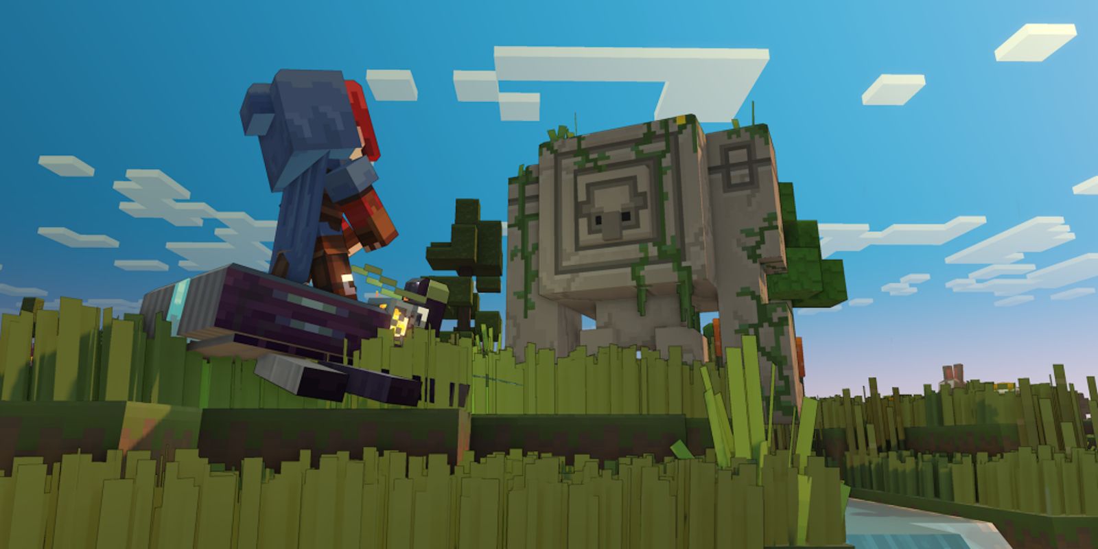 In Game shot of a First Golem in Minecraft Legends