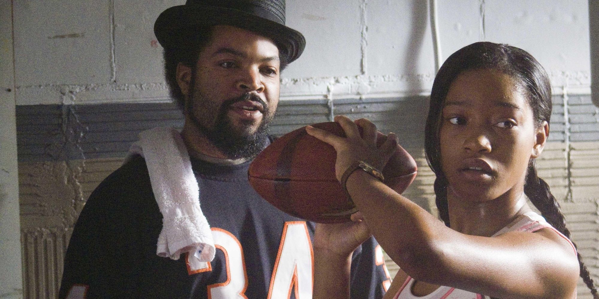 Ice Cube and Keke Palmer with a football in The Longshots