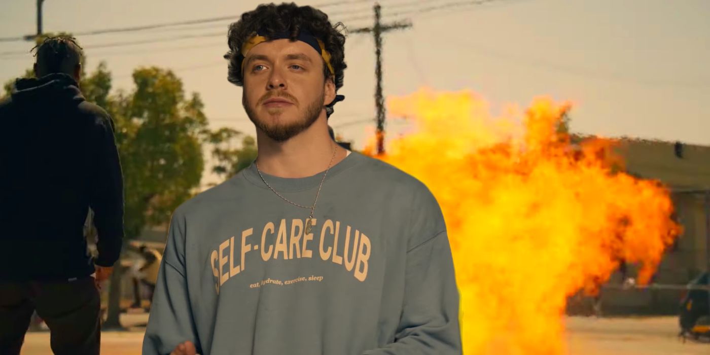 Jack Harlow in Front of the Flamethrower Scene from White Men Can't Jump 2023