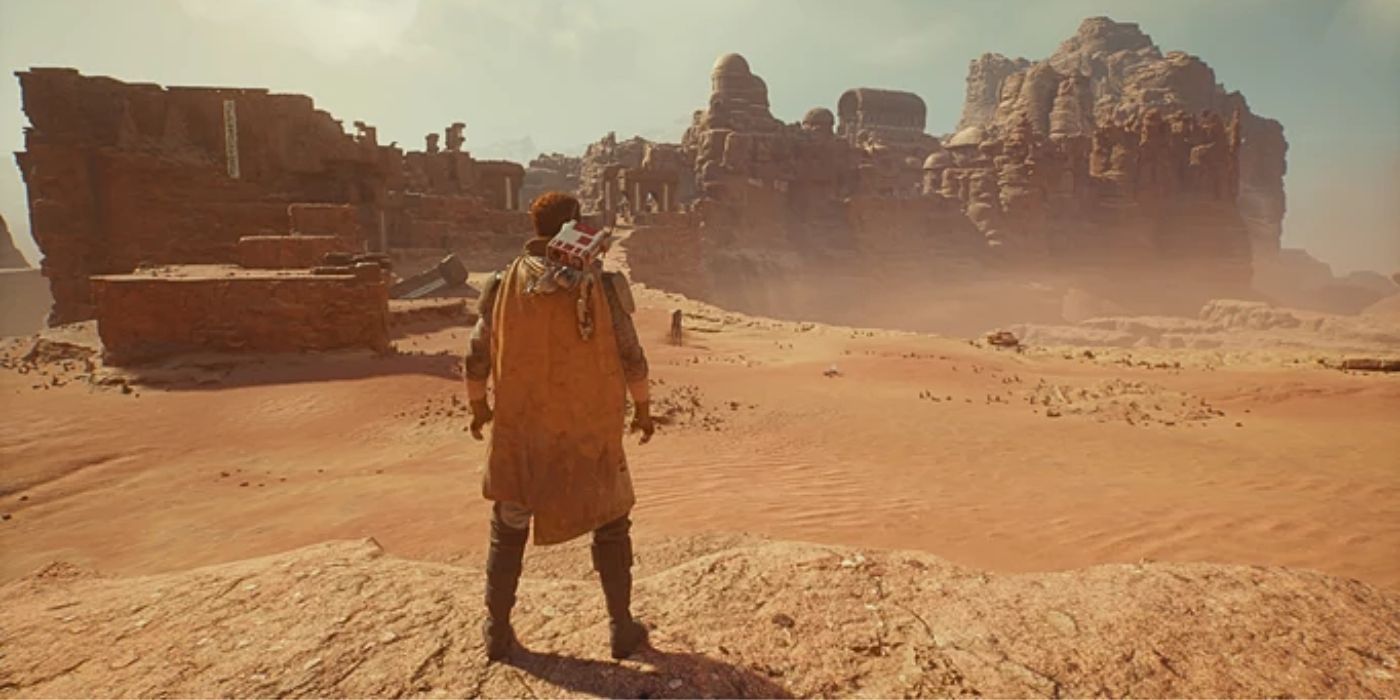 Cal stands on the planet Jedha in Star Wars Jedi Survivor