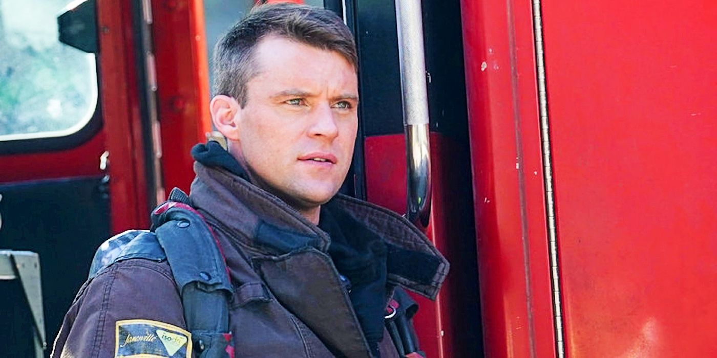 Jesse Spencer as Matt Casey in Chicago Fire standing outside of fire truck